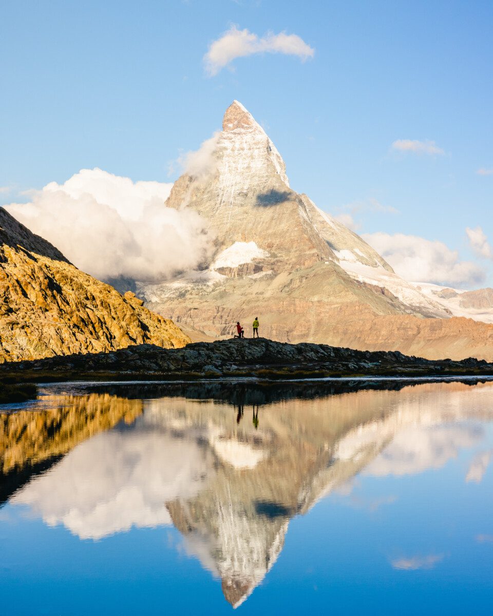 Stephen proposing in front of the Matterhorn in Switzerland