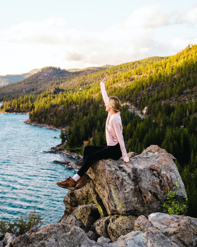 Hiking Cave Rock in Lake Tahoe for Sunset