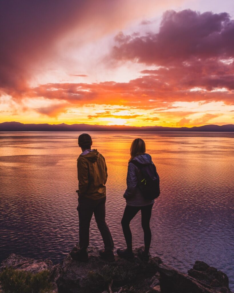 Sunset at Cave Rock in Lake Tahoe