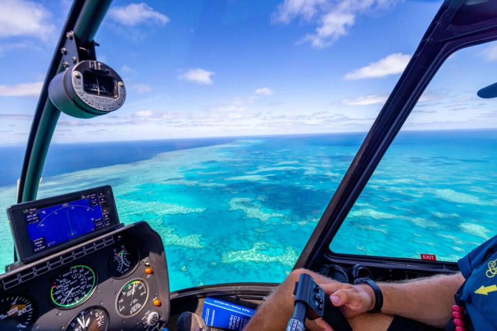 Flying Over the Great Barrier Reef, Australia