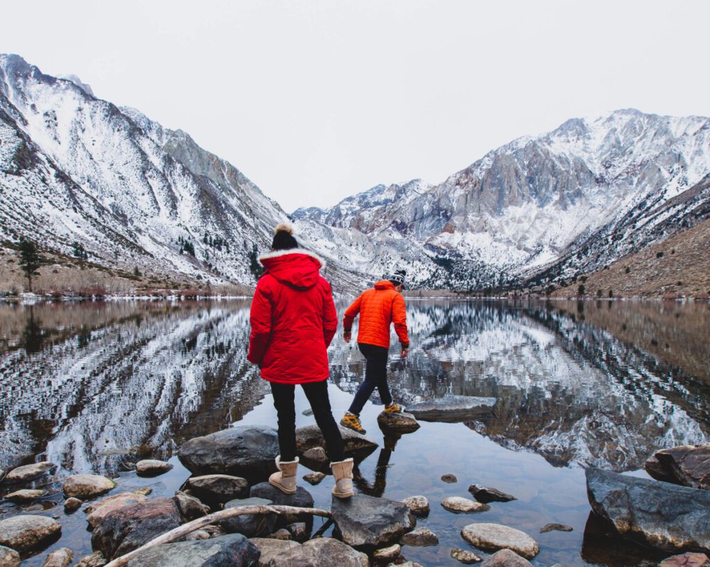 Convict Lake at sunrise in the winter