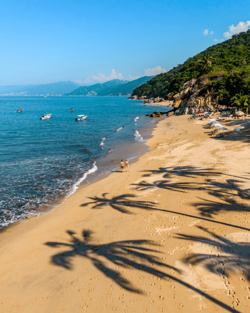 Exploring one of the beaches in Puerto Vallarta with Palm Trees