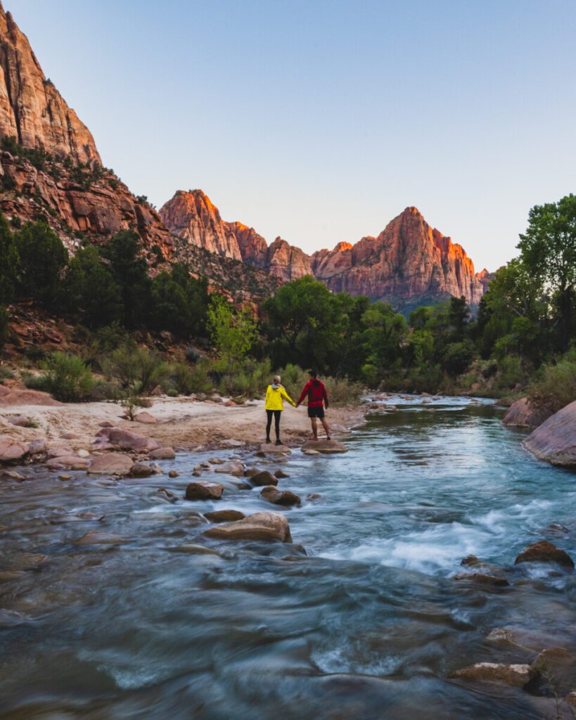 View of the Watchman Rock Formation in Zion National Park