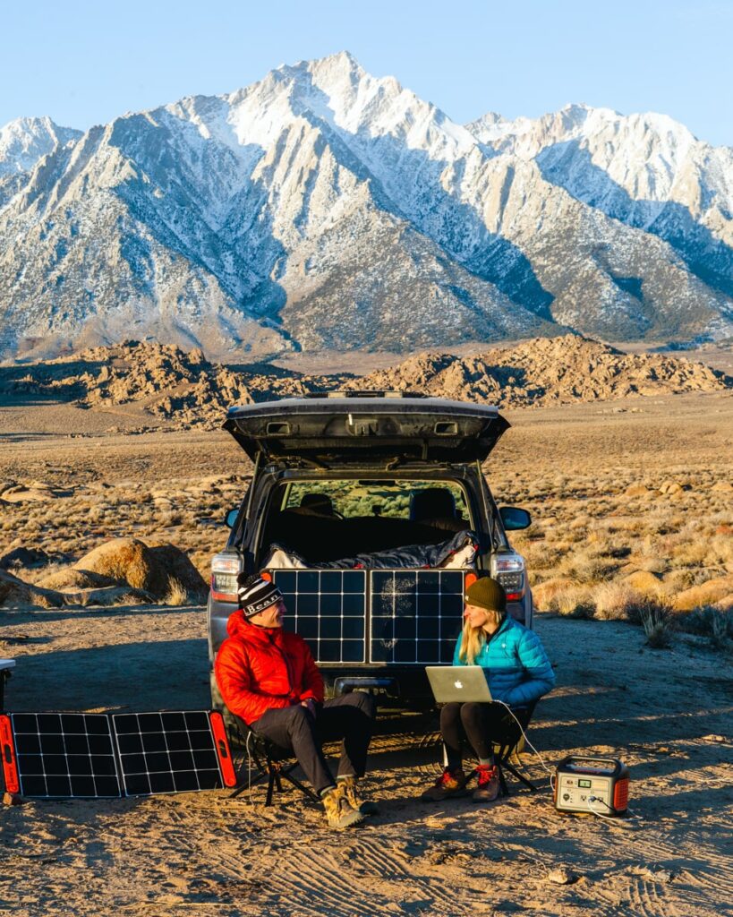 Car camping on a road trip in Alabama Hills, California