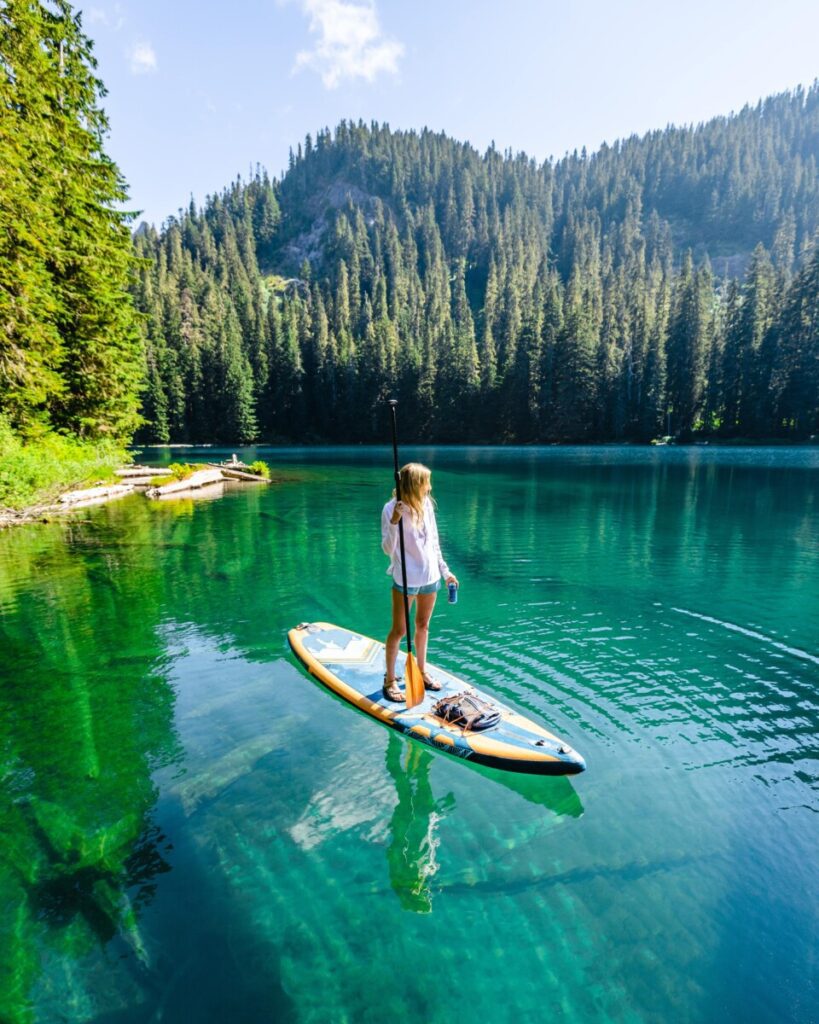 Paddle Boarding on a beautiful lake in Washington State