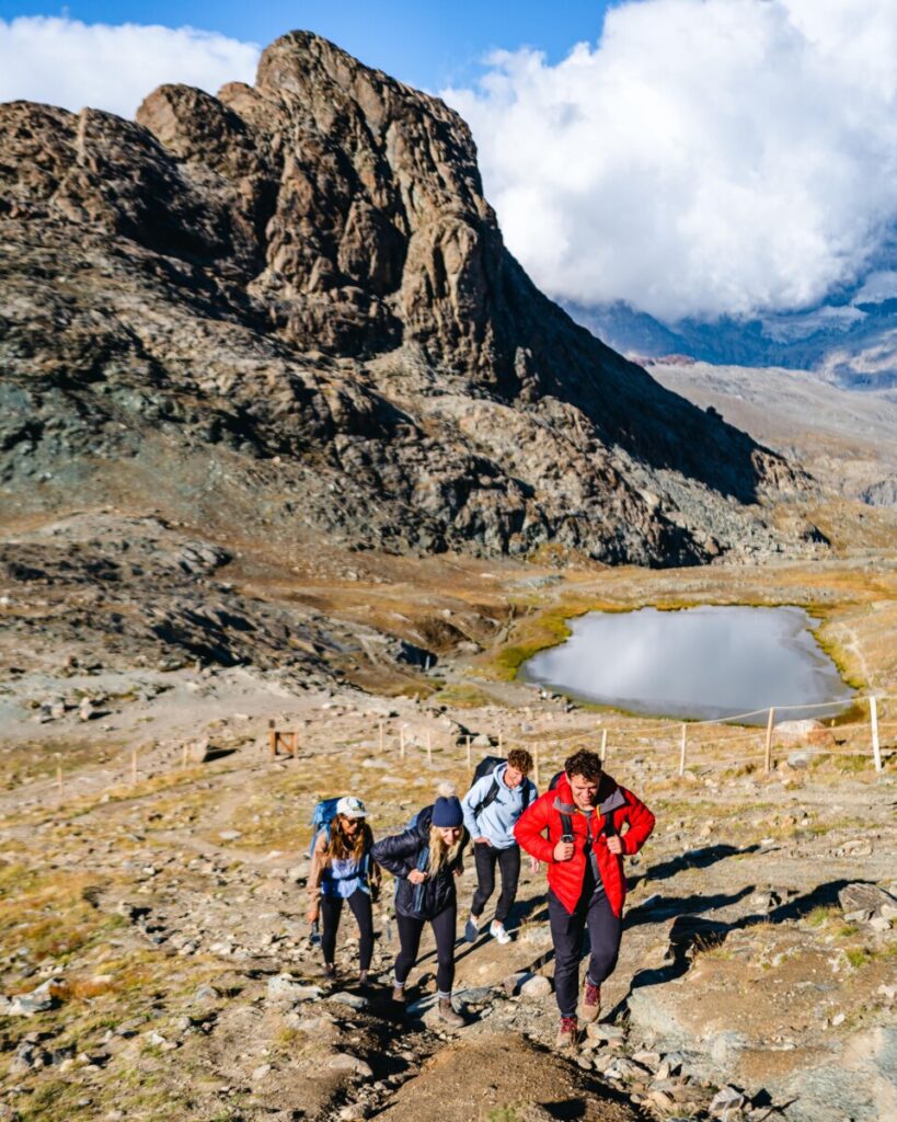 Hiking near Riffelsee Lake in Switzerland