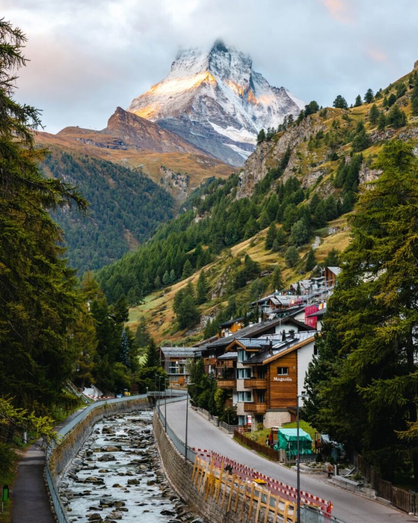 View of the Matterhorn from a bridge in Zermatt