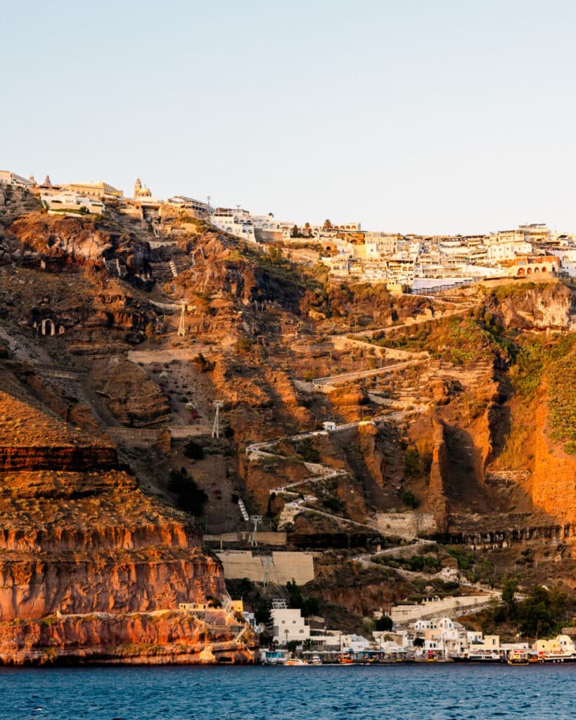 switchbacks at the cruise port in santorini greece