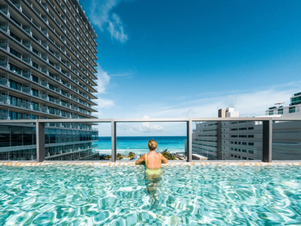 Overlooking the beach in Cancun from Secrets of the Vine Resort