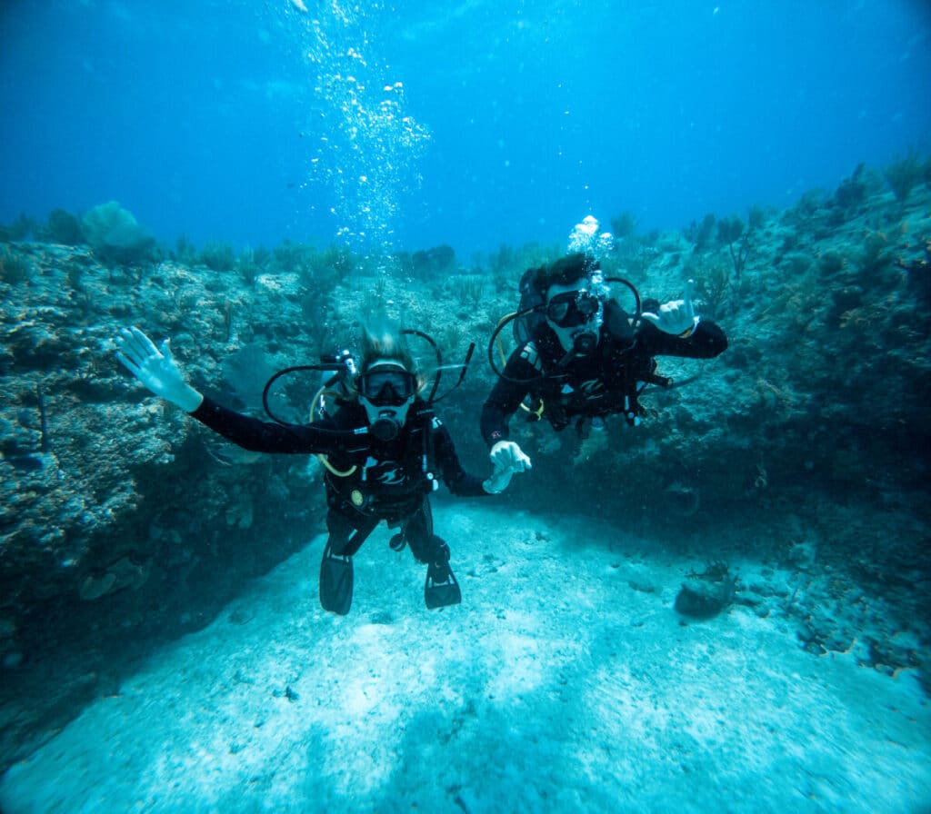 Scuba diving off the coast of Cozumel Mexico