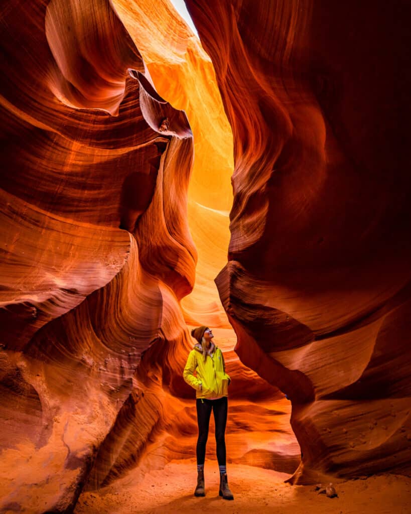 Woman standing in Antelope Canyon 
