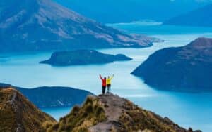 Couple on Roys Peak in Wanaka New Zealand South Island