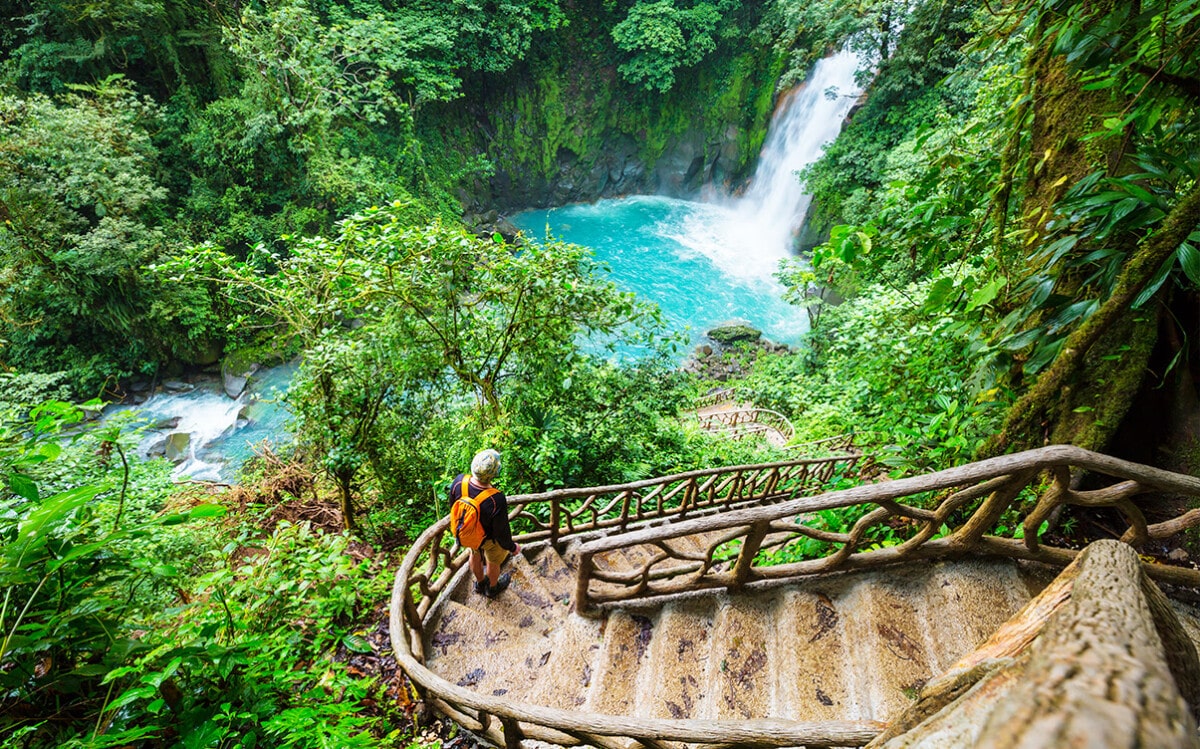 A Person Visiting a Waterfall in Costa Rica