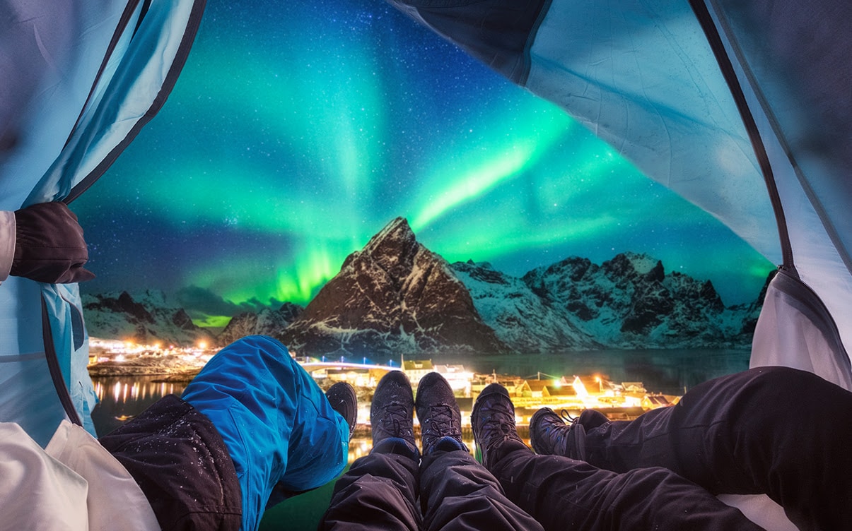 People Experiencing the Northern Lights