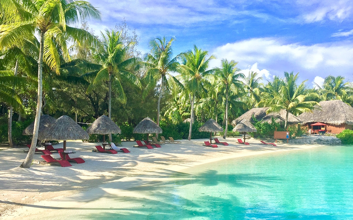 A Beach at the Four Seasons Bora Bora