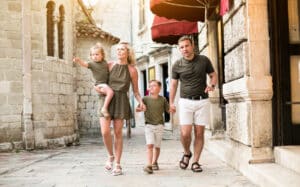 A Family Exploring a City in Europe