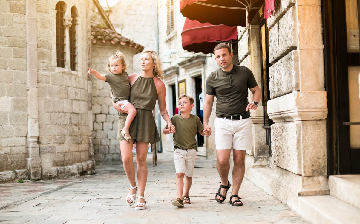 A Family Exploring a City in Europe