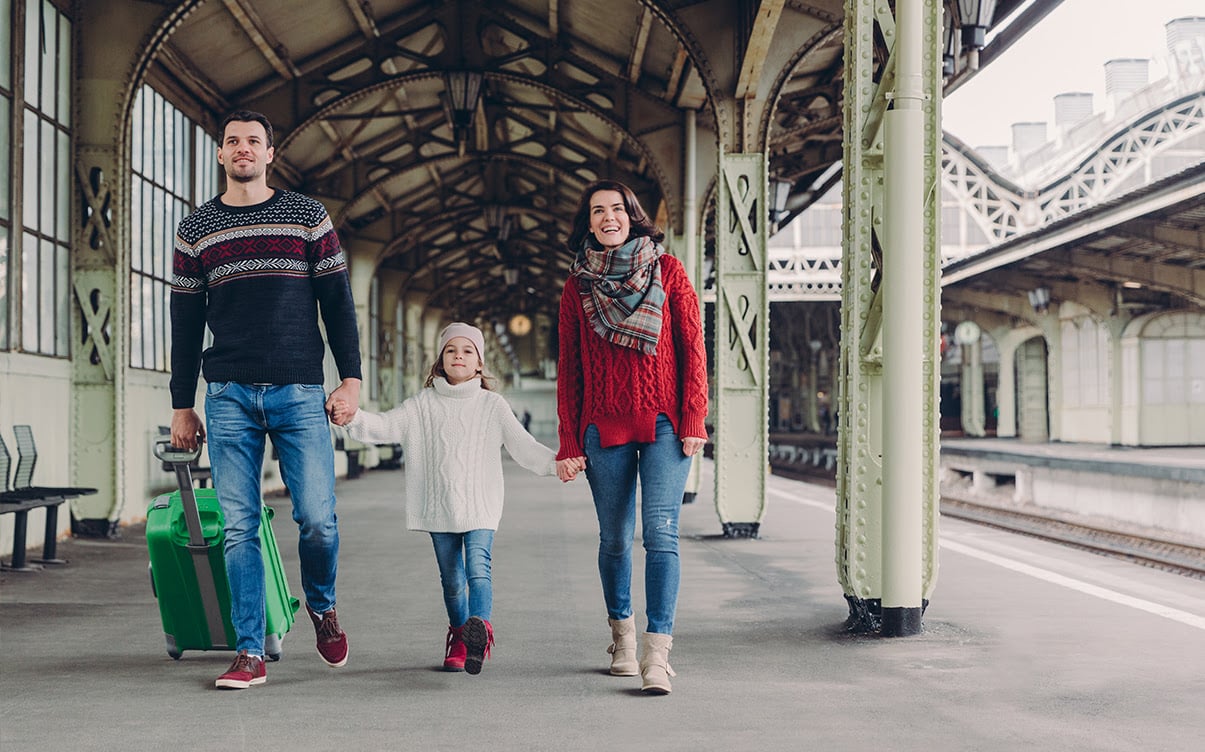 A Family in a Train Station