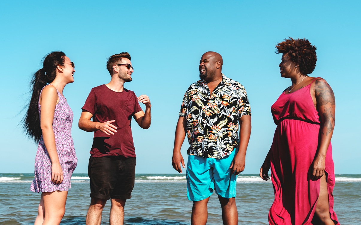 People Talking on a Beach