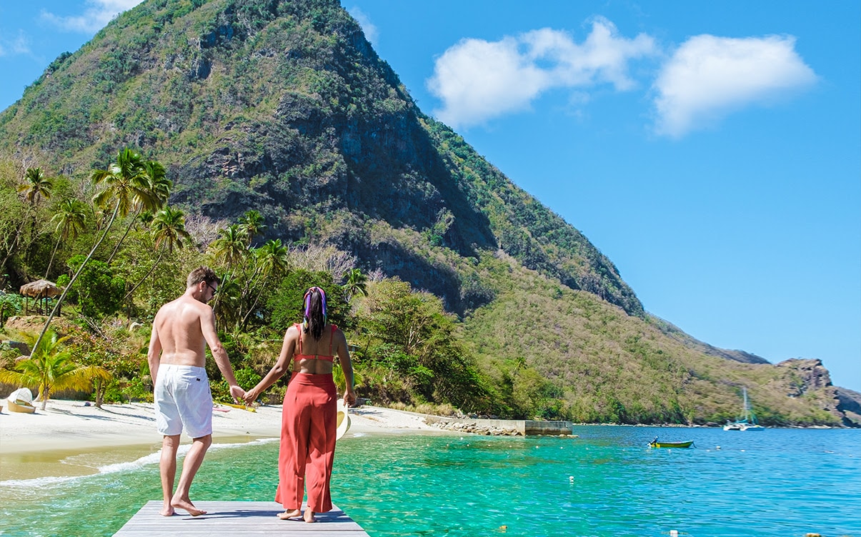 A Couple at a Beach in Saint Lucia