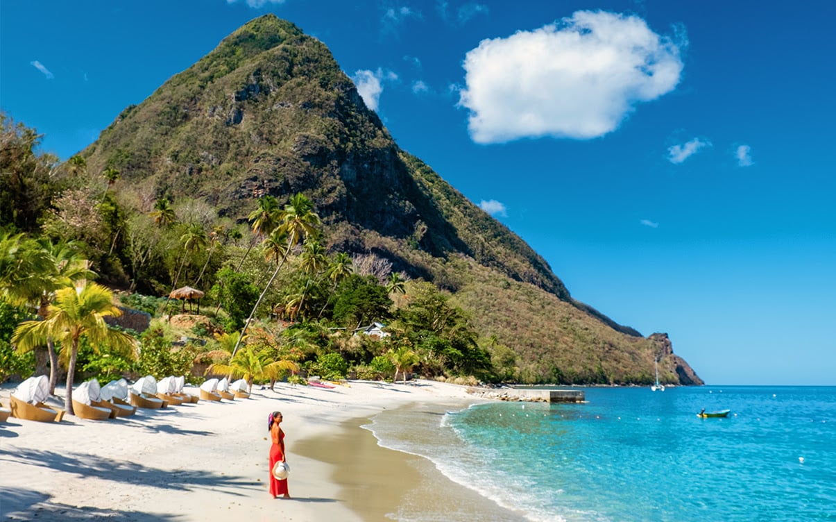 A Woman on a Beach in Saint Lucia