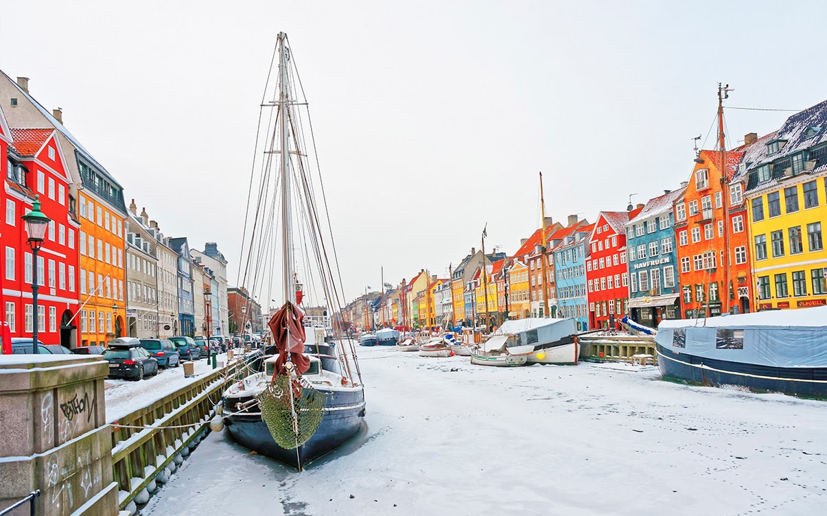 Nyhavn Harbor in Denmark in the Winter