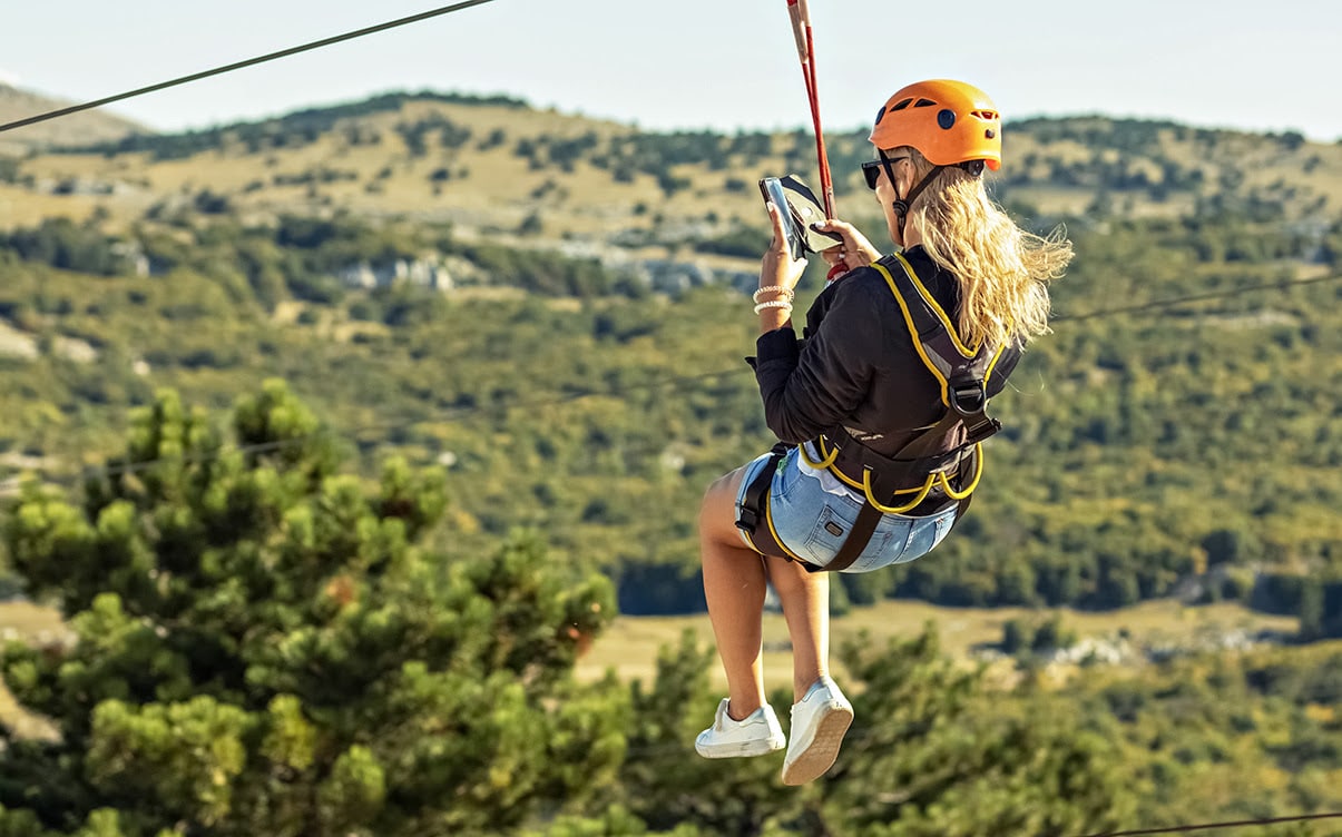 A Woman on a Zip Line