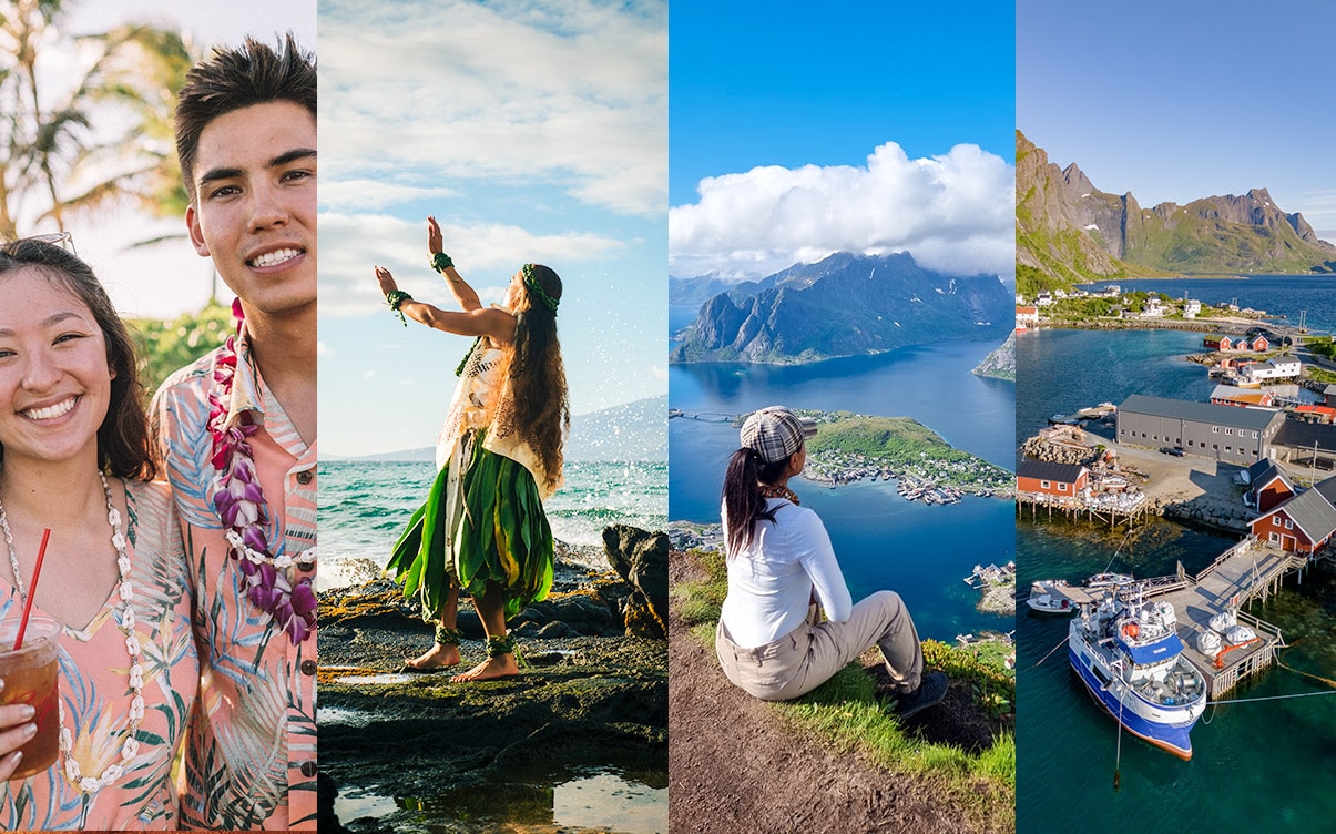 People in Hawaii and Lofoten