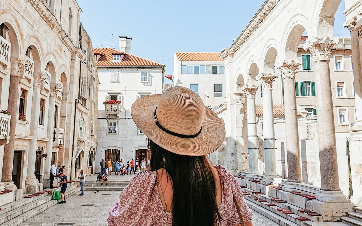 A Woman Visiting Diocletian's Palace in Split Croatia