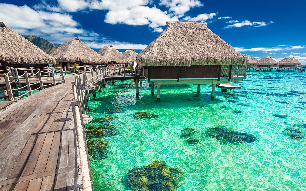 Overwater Bungalows Over the Ocean