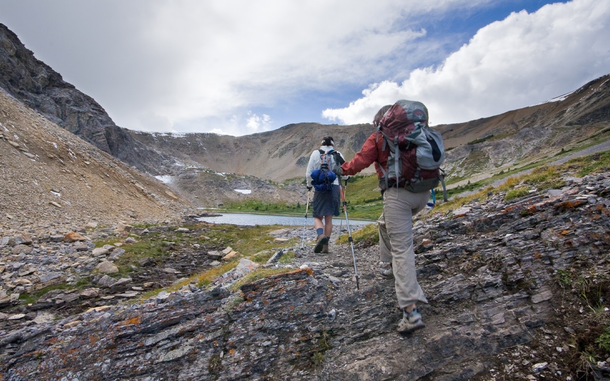 People Hiking Toward Harvey Pass in Banff National Park