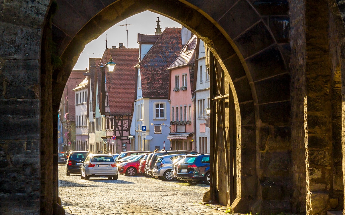An Old Road and Houses in Rothenburg ob der Tauber