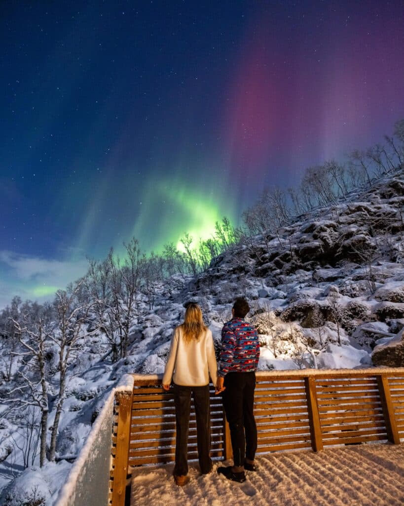 Northern Lights views from Balcony in Norway.