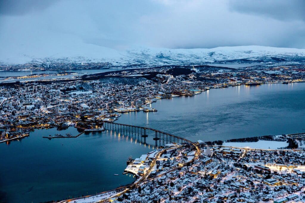 Tromsø City Center above Mount Storsteinen