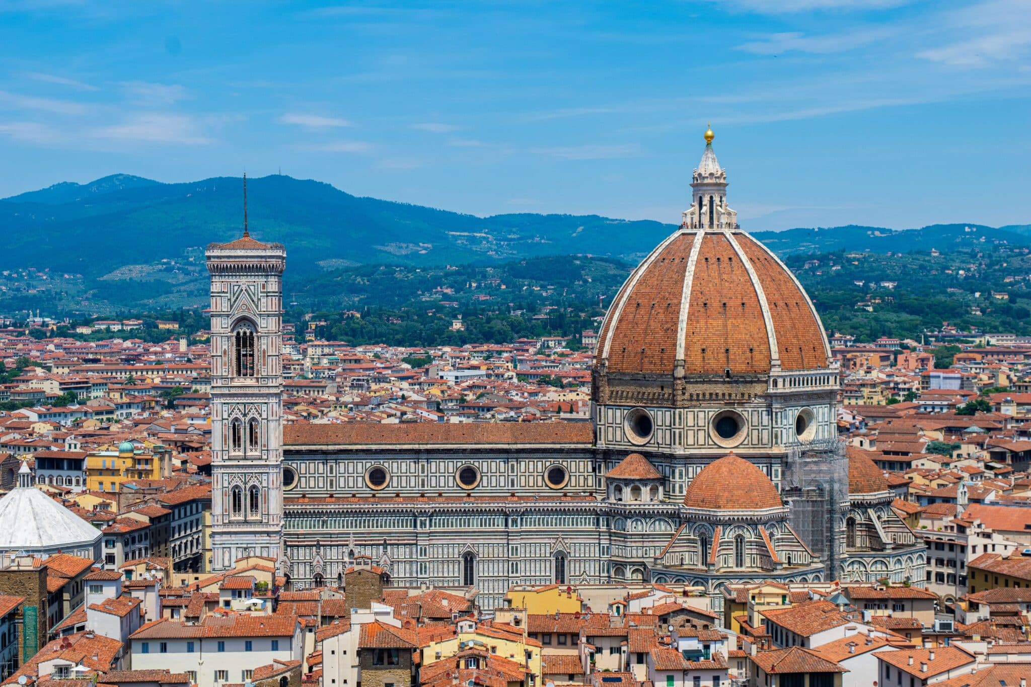 1 day Florence, Italy Florence's Cattedrale di Santa Maria del Fiore in full view, taken from the top of adjacent Torre di Arnolfo by the Piazza della Signoria.