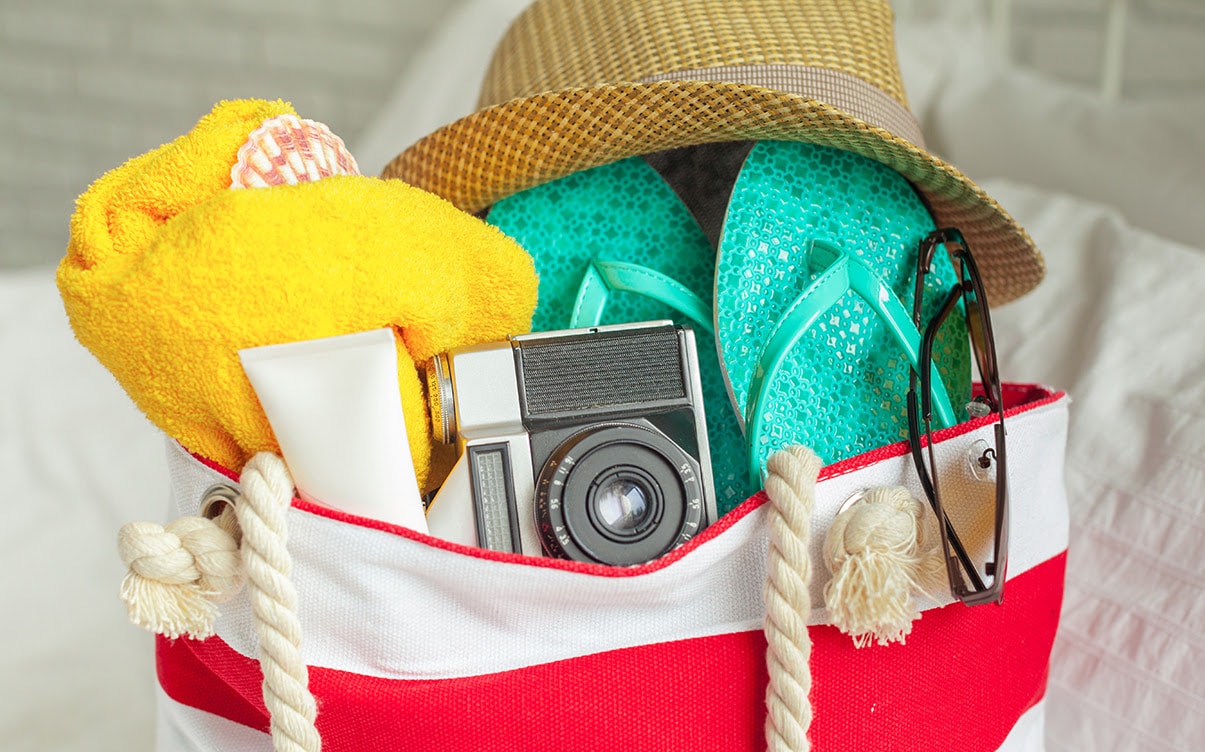A Bag Packed for a Day on the Ocean