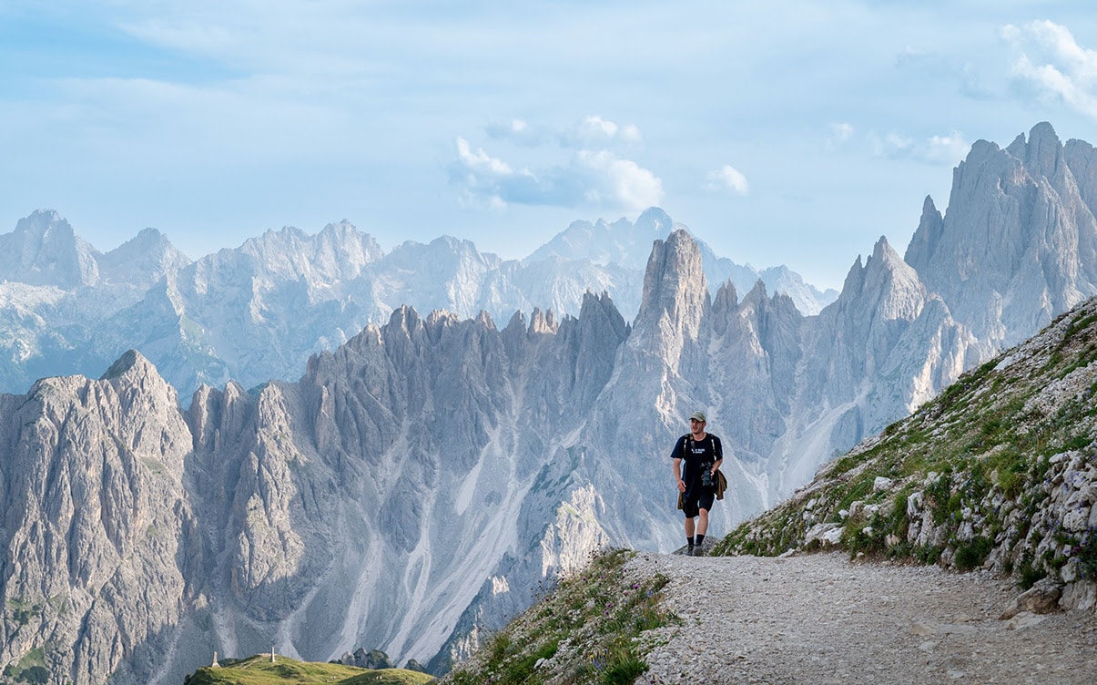 A Man Hiking in the Dolomites