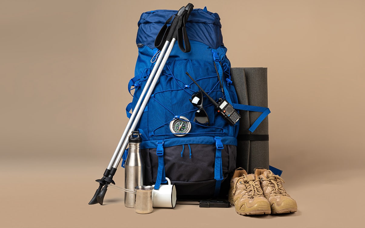 A Backpack and Hiking Gear
