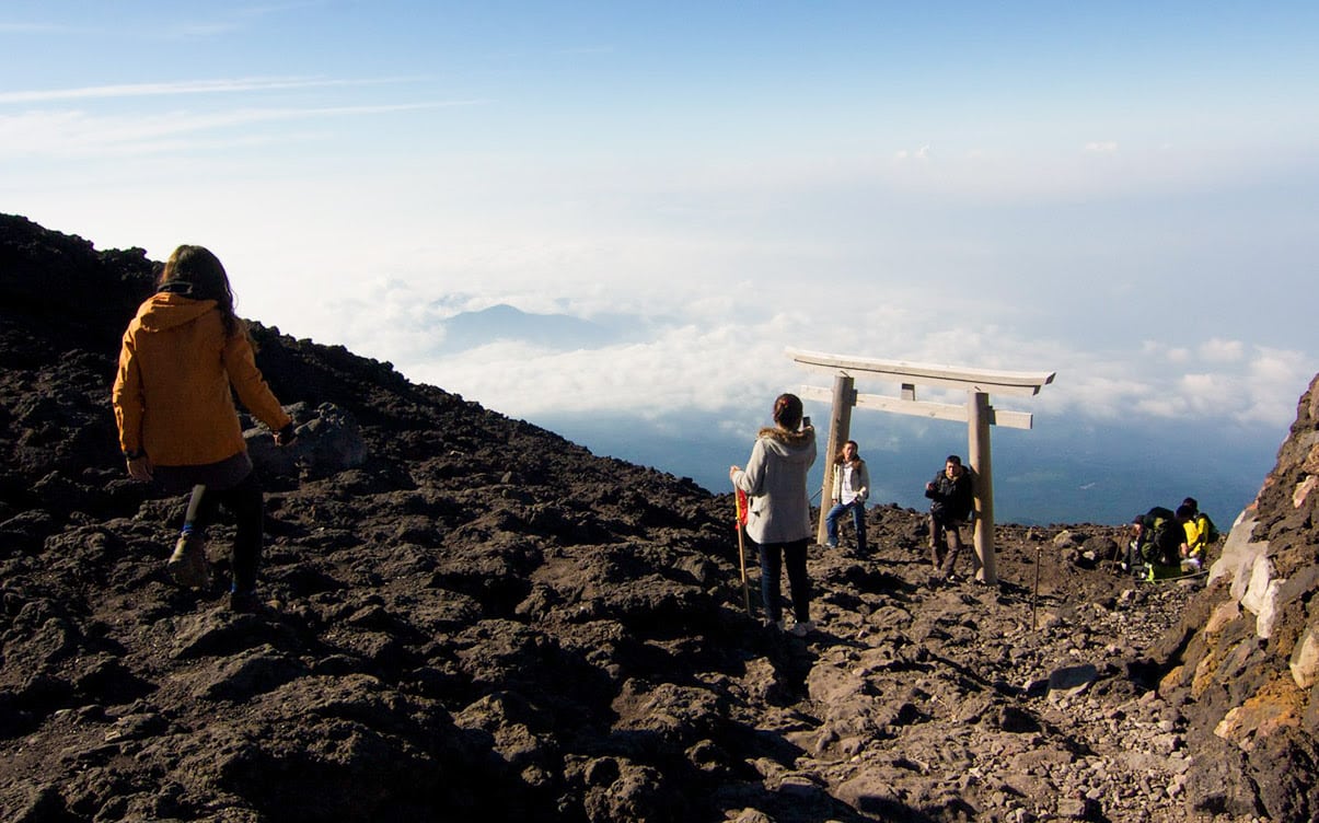 People Climbing Mt Fuji