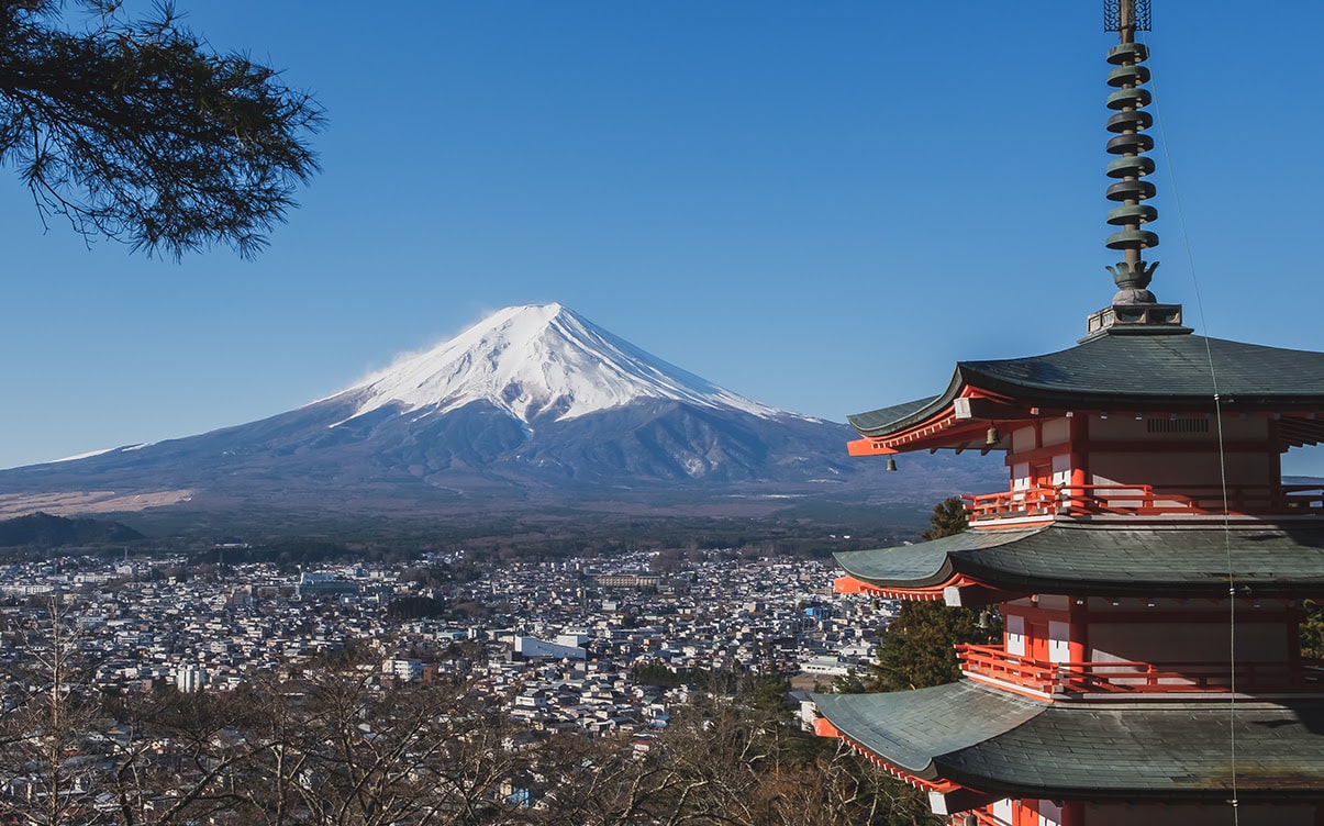 The Chureito Pagoda and Mt Fuji