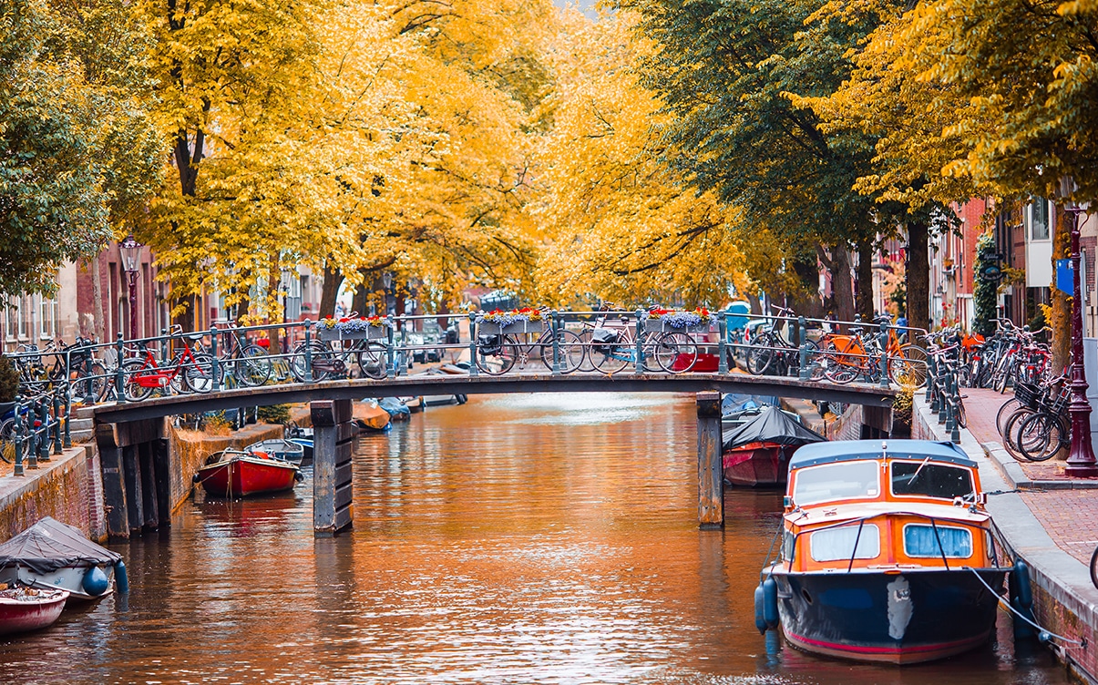 A Bridge on the Groenburgwal Canal in Amsterdam