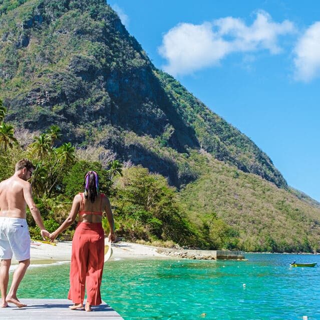 A Couple at a Beach in Saint Lucia