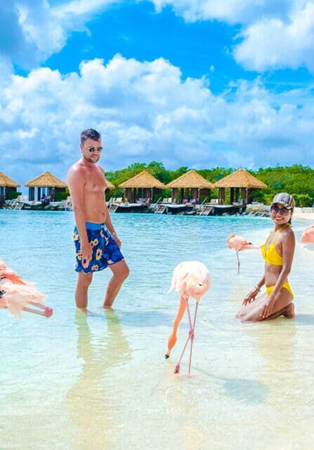 A Couple on the Flamingo Beach in Aruba