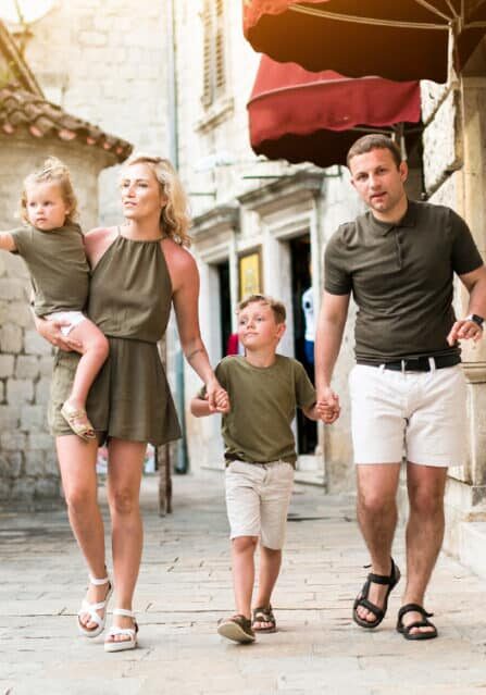 A Family Exploring a City in Europe