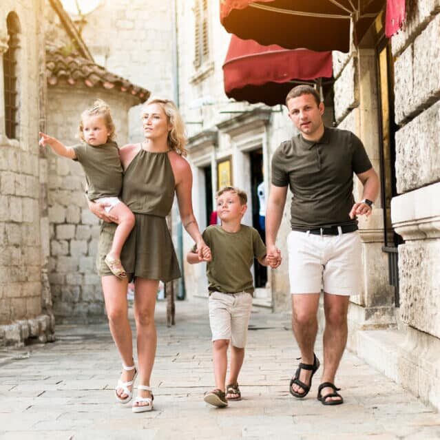 A Family Exploring a City in Europe