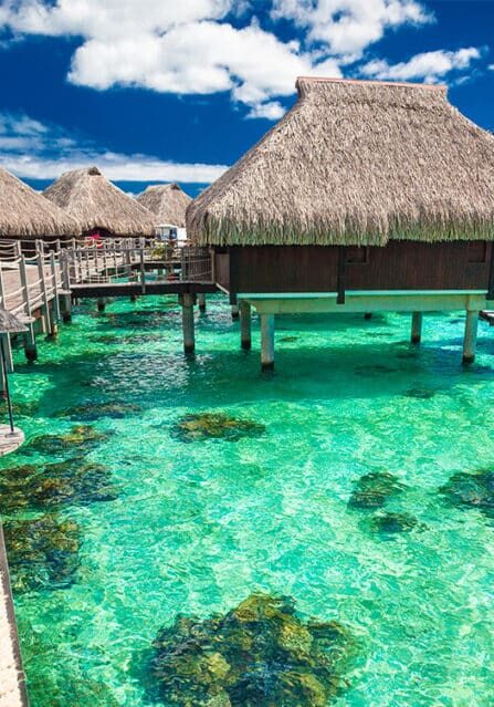 Overwater Bungalows Over the Ocean