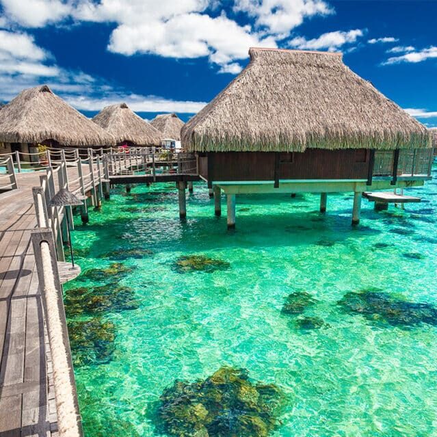 Overwater Bungalows Over the Ocean