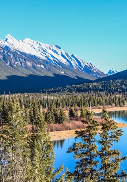 Sulphur Mountain and a Lake in Banff National Park