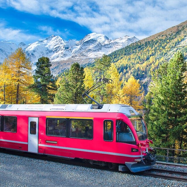 The Bernina Express Train in Switzerland
